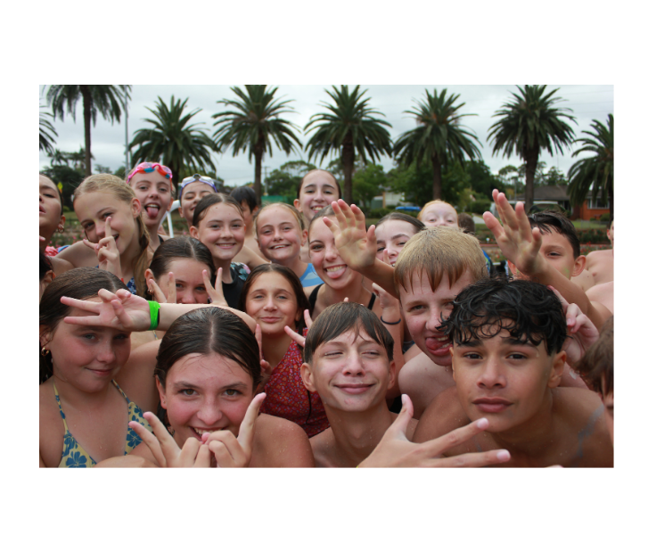 Smiling faces of swimmers at the carnival